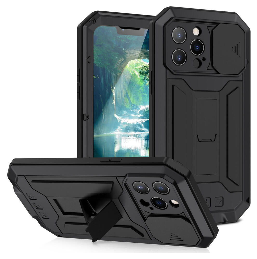 R-Just Sliding Camera Apple iPhone 13 Pro Hoesje Waterdicht Zwart afbeelding 1