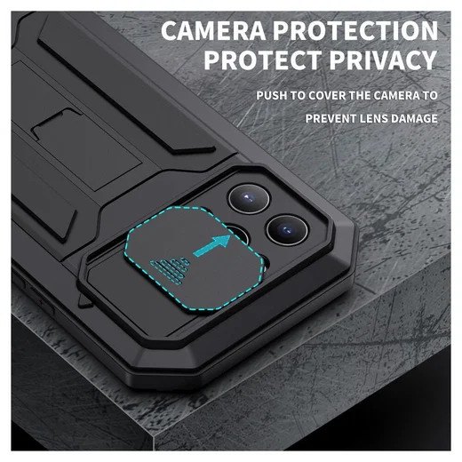 R-Just Sliding Camera Apple iPhone 13 Pro Hoesje Waterdicht Zwart afbeelding 3