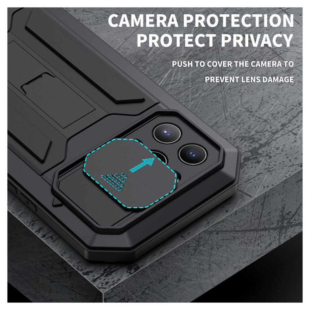 R-Just Sliding Camera Apple iPhone 13 Pro Max Hoesje Waterdicht Zwart afbeelding 3