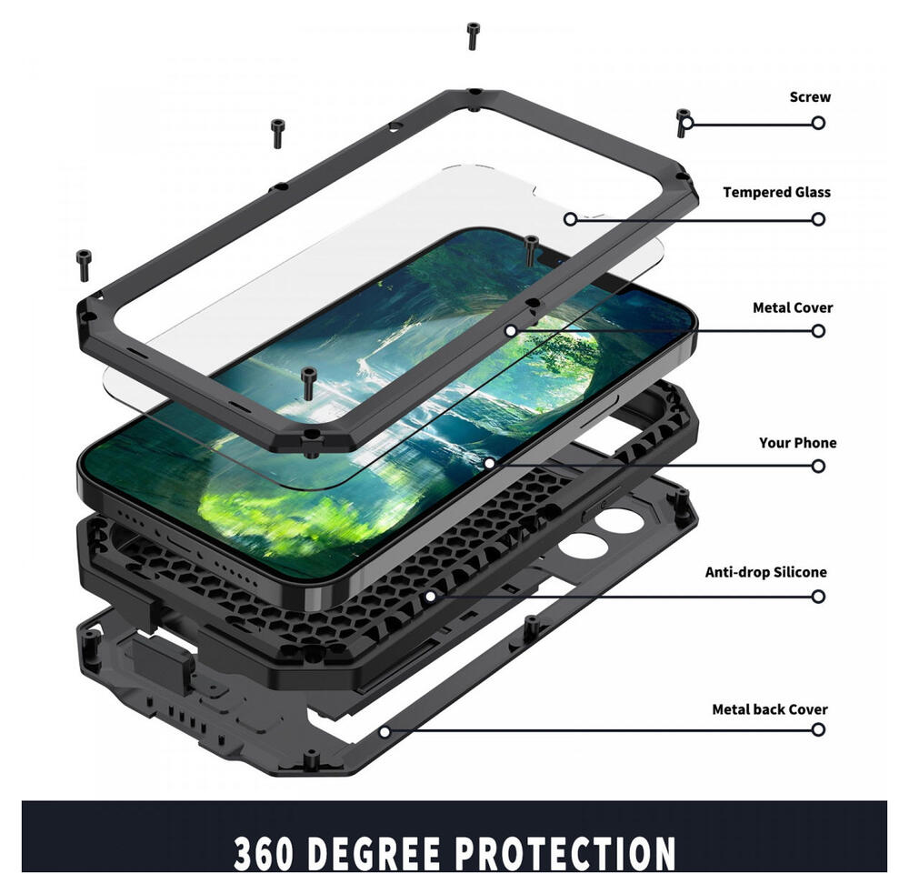 R-Just Sliding Camera Apple iPhone 13 Pro Max Hoesje Waterdicht Zwart afbeelding 4