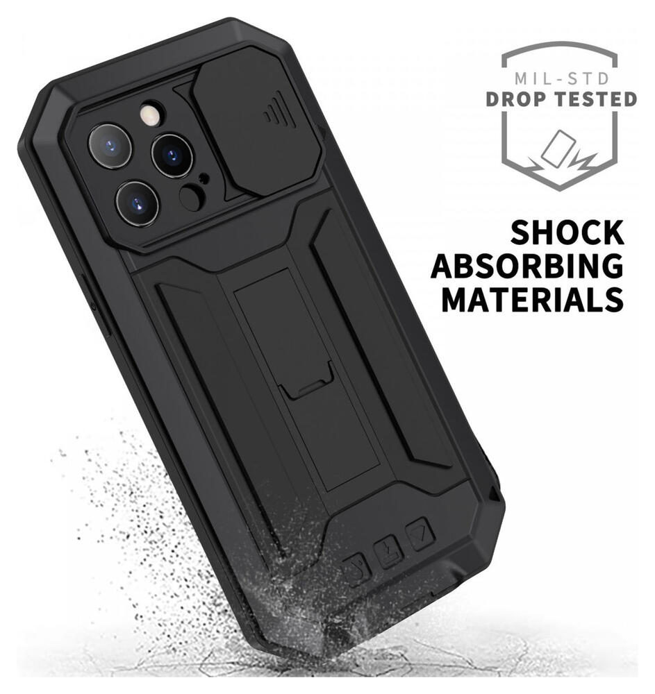 R-Just Sliding Camera Apple iPhone 13 Pro Max Hoesje Waterdicht Zwart afbeelding 6