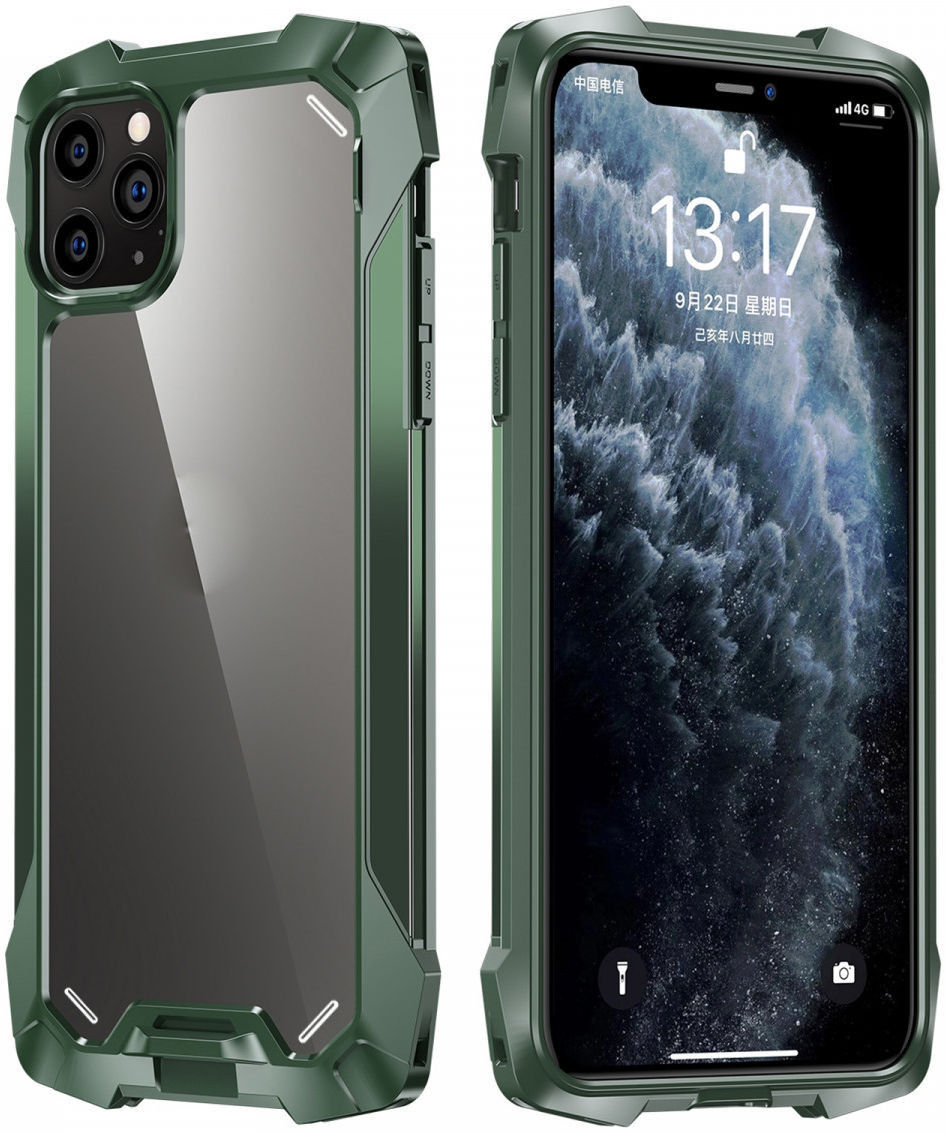R-Just Metal Airbag iPhone 12 / 12 Pro Hoesje Schokbestendig Groen afbeelding 8