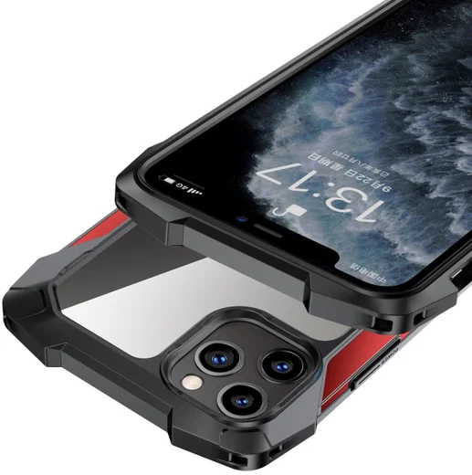 R-Just Metal Airbag iPhone 11 Pro Max Hoesje Schokbestendig Rood afbeelding 4