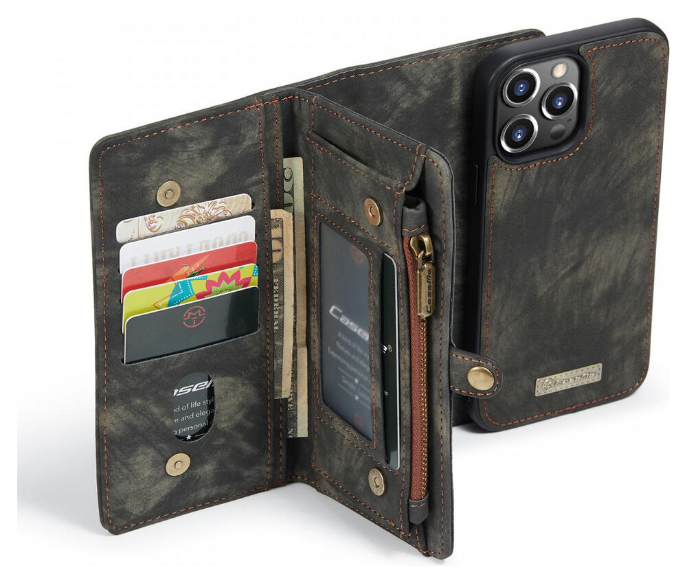 CaseMe 008 iPhone 13 Pro Hoesje Book Case met Back Cover Zwart afbeelding 1