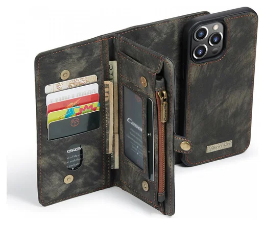 CaseMe 008 iPhone 13 Pro Hoesje Book Case met Back Cover Zwart afbeelding 1