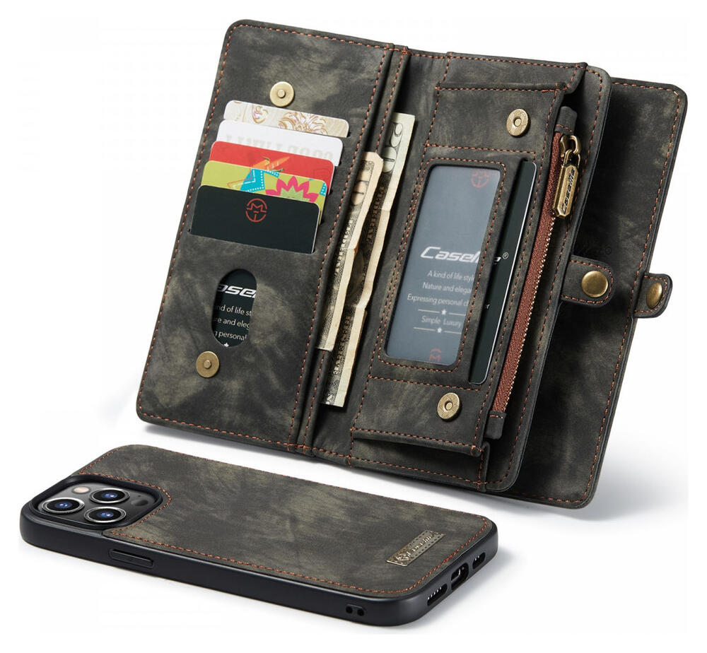 CaseMe 008 iPhone 13 Pro Hoesje Book Case met Back Cover Zwart afbeelding 2