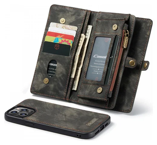 CaseMe 008 iPhone 13 Pro Hoesje Book Case met Back Cover Zwart afbeelding 2