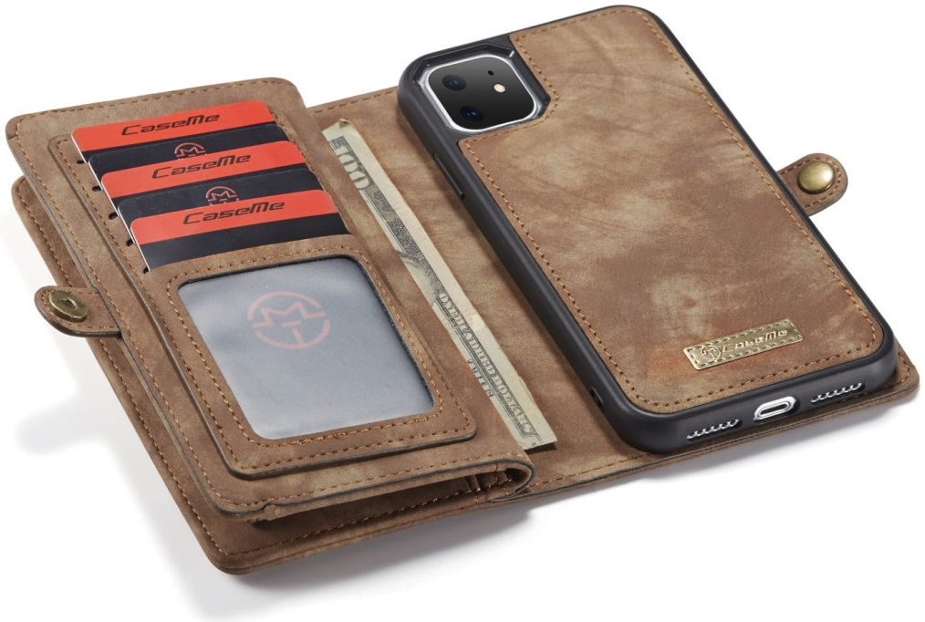 CaseMe 008 Apple iPhone 11 Hoesje Book Case met Back Cover Bruin afbeelding 2