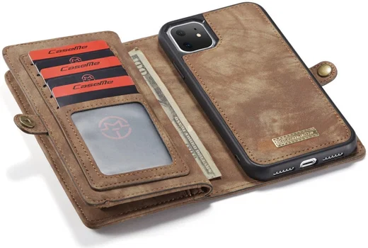 CaseMe 008 Apple iPhone 11 Hoesje Book Case met Back Cover Bruin afbeelding 2