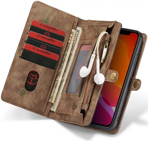 CaseMe 008 Apple iPhone 11 Hoesje Book Case met Back Cover Bruin afbeelding 4