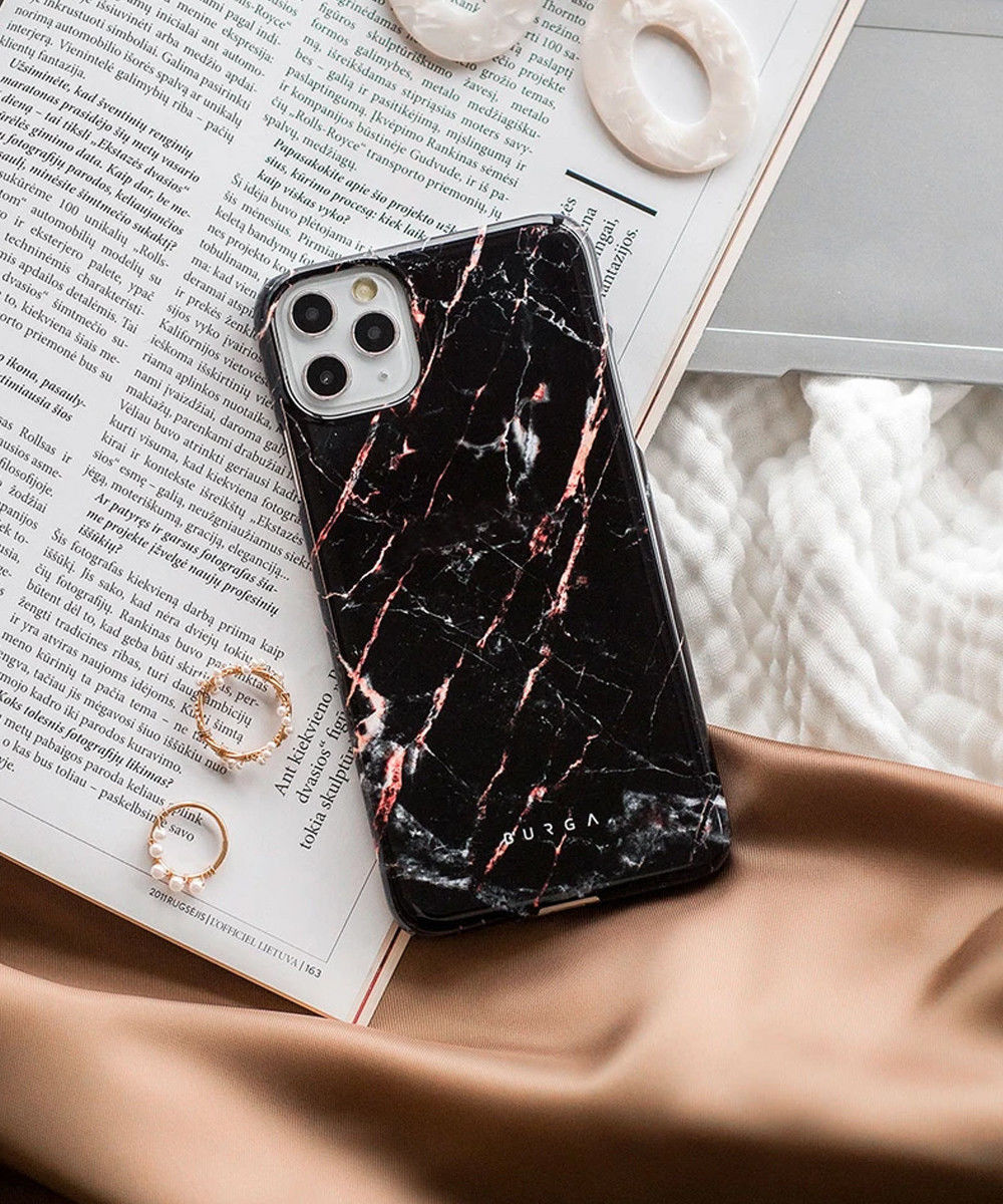 Burga Tough Case Apple iPhone 13 Hoesje Rose Gold Marble Print afbeelding 2