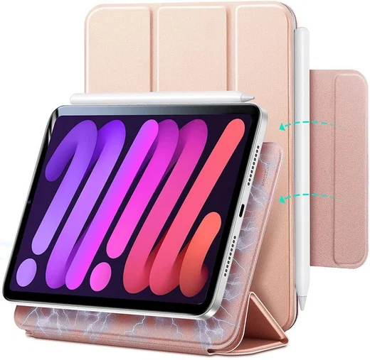 ESR Rebound Magnetic Apple iPad Mini 6 Hoes Tri-Fold Rose Goud afbeelding 1