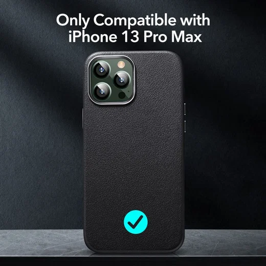 ESR Metro Apple iPhone 13 Pro Max Hoesje MagSafe Echt Leer Zwart afbeelding 12