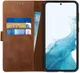 Rosso Deluxe Samsung Galaxy S22 Hoesje Wallet Case Echt Leer Bruin afbeelding 1