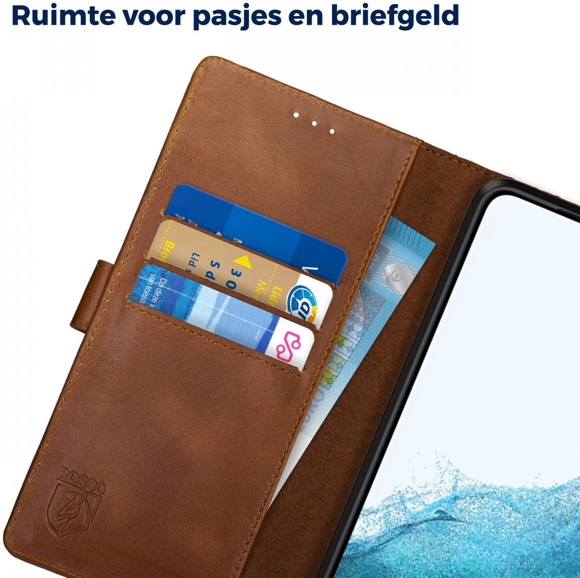 Rosso Deluxe Samsung Galaxy S22 Hoesje Wallet Case Echt Leer Bruin afbeelding 4