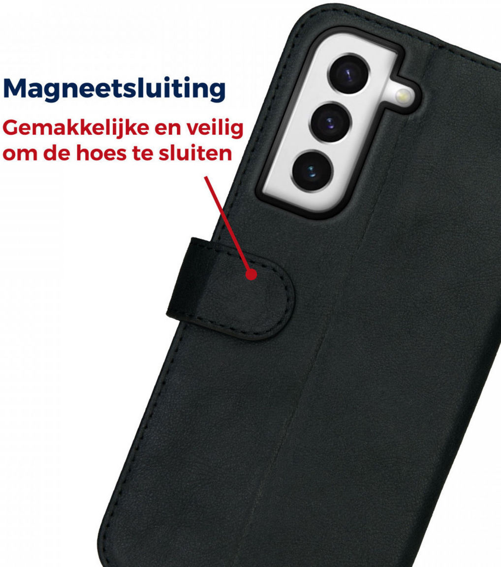 Rosso Deluxe Samsung Galaxy S22 Plus Hoesje Wallet Case Leer Zwart afbeelding 5