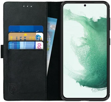 Rosso Deluxe Samsung Galaxy S22 Plus Hoesje Wallet Case Leer Zwart
