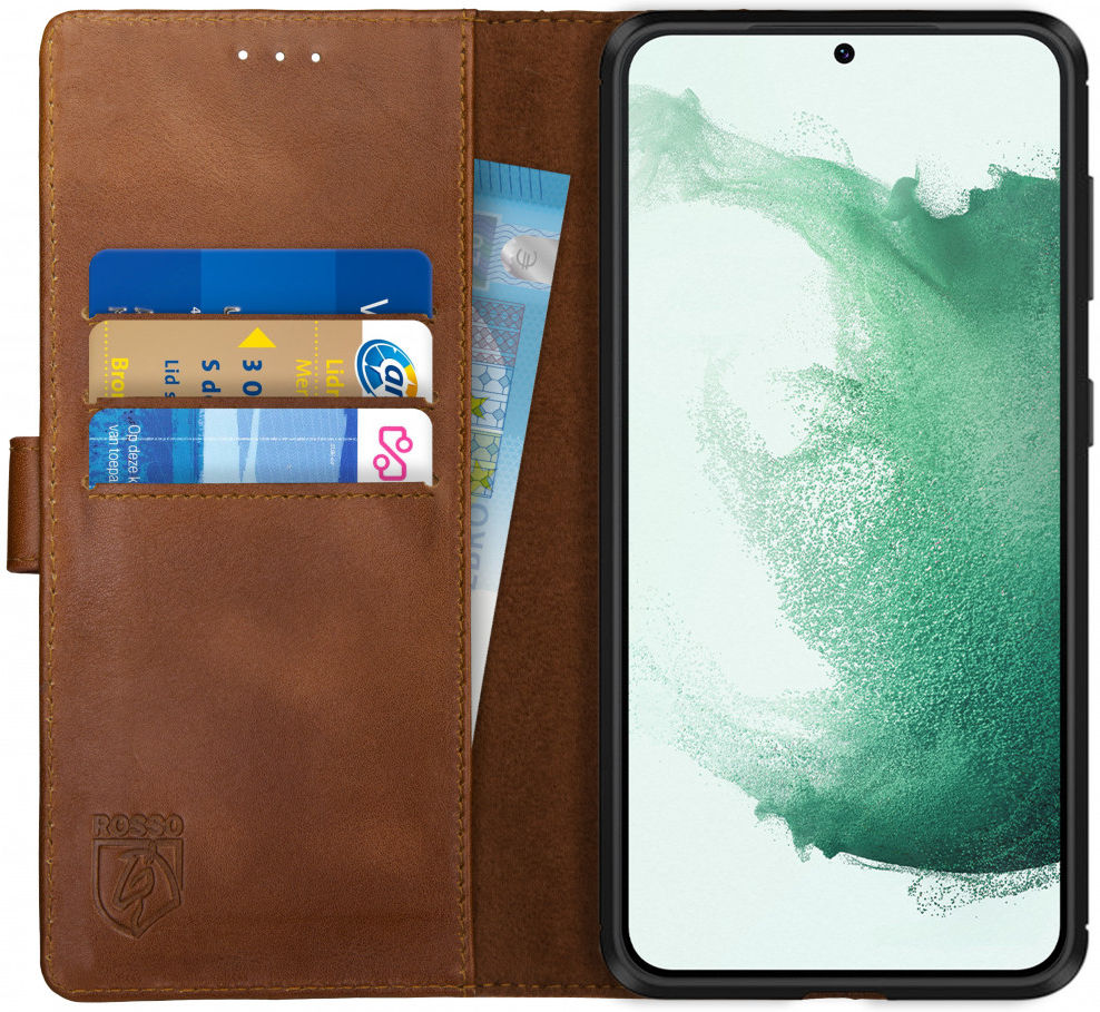 Rosso Deluxe Samsung Galaxy S22 Plus Hoesje Wallet Case Leer Bruin afbeelding 1