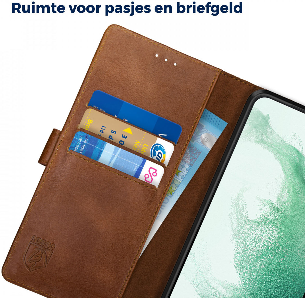 Rosso Deluxe Samsung Galaxy S22 Plus Hoesje Wallet Case Leer Bruin afbeelding 4