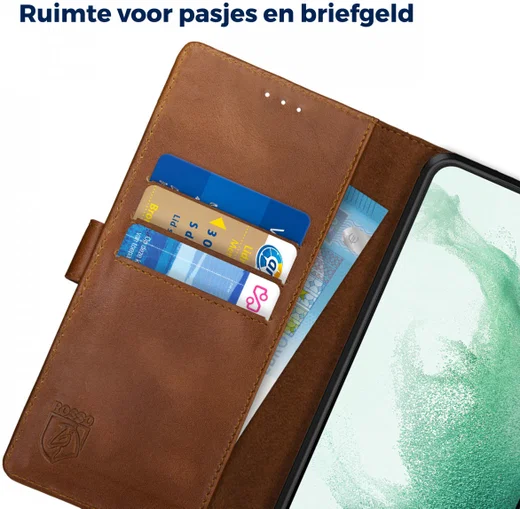 Rosso Deluxe Samsung Galaxy S22 Plus Hoesje Wallet Case Leer Bruin afbeelding 4
