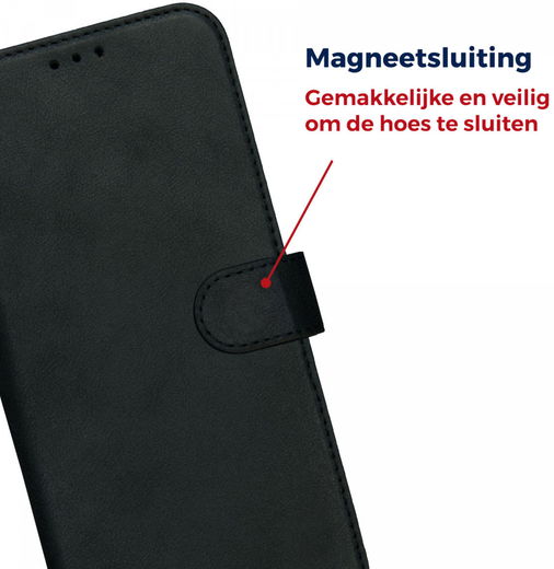 Rosso Deluxe Samsung Galaxy S22 Ultra Hoesje Wallet Case Leer Zwart afbeelding 4