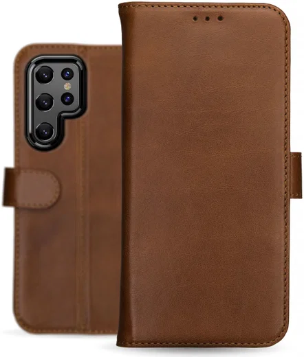 Rosso Deluxe Samsung Galaxy S22 Ultra Hoesje Wallet Case Leer Bruin afbeelding 11
