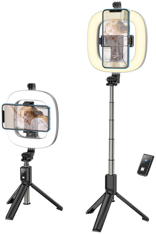 Hoco LED Ring Licht Tripod Statief Houder / Selfie Stick Zwart afbeelding 3