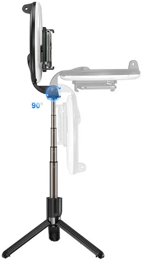Hoco LED Ring Licht Tripod Statief Houder / Selfie Stick Zwart afbeelding 7