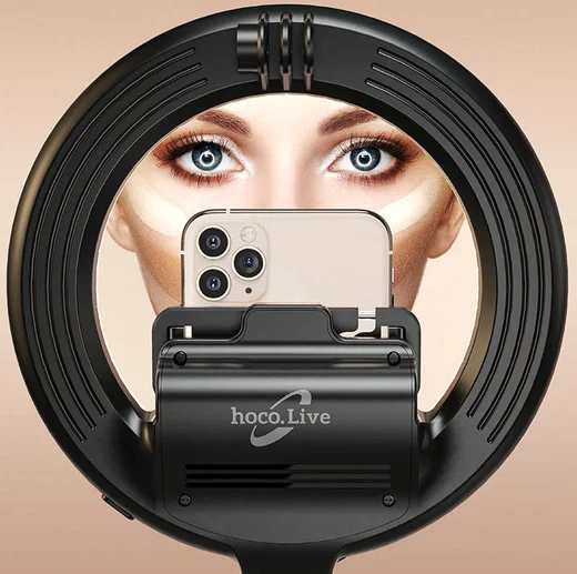 Hoco LED Ring Licht Tripod Statief Houder / Selfie Stick Zwart afbeelding 8
