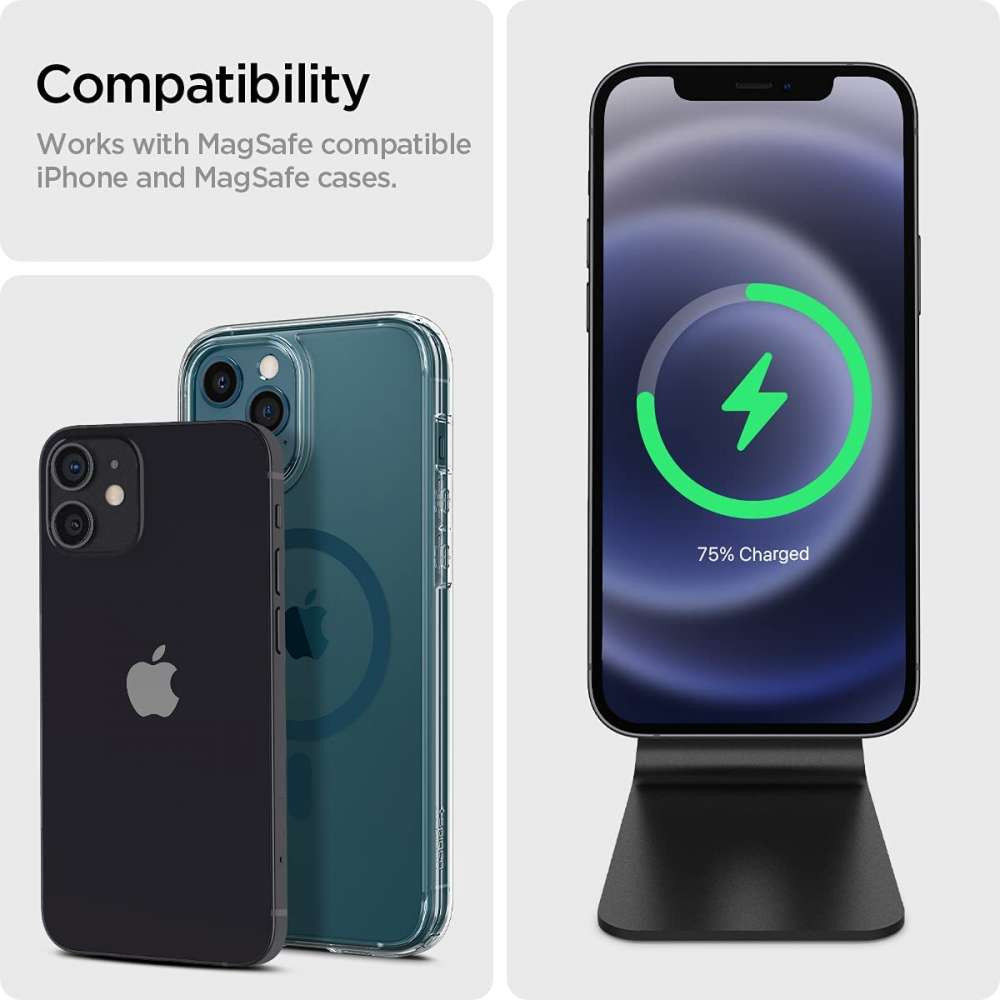 Spigen OneTap 7.5W MagSafe Draadloze Oplader voor Bureau Zwart afbeelding 4
