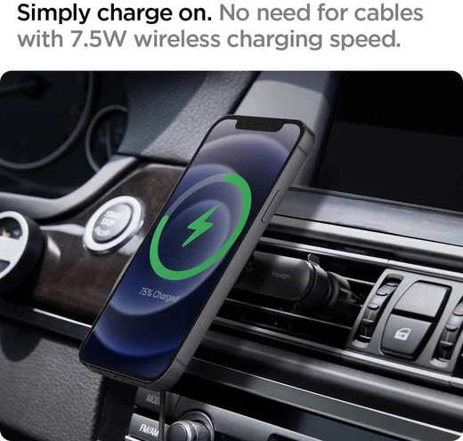 Spigen OneTap Ventilatierooster MagSafe Telefoonhouder Auto 7.5W Zwart afbeelding 7