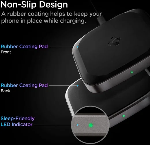 Spigen ArcField PF2004 15W Draadloze Oplader met USB-C Kabel 2M Zwart afbeelding 6