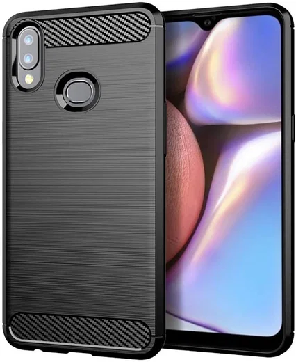 Samsung Galaxy A10s Hoesje Geborsteld TPU Back Cover Zwart afbeelding 1