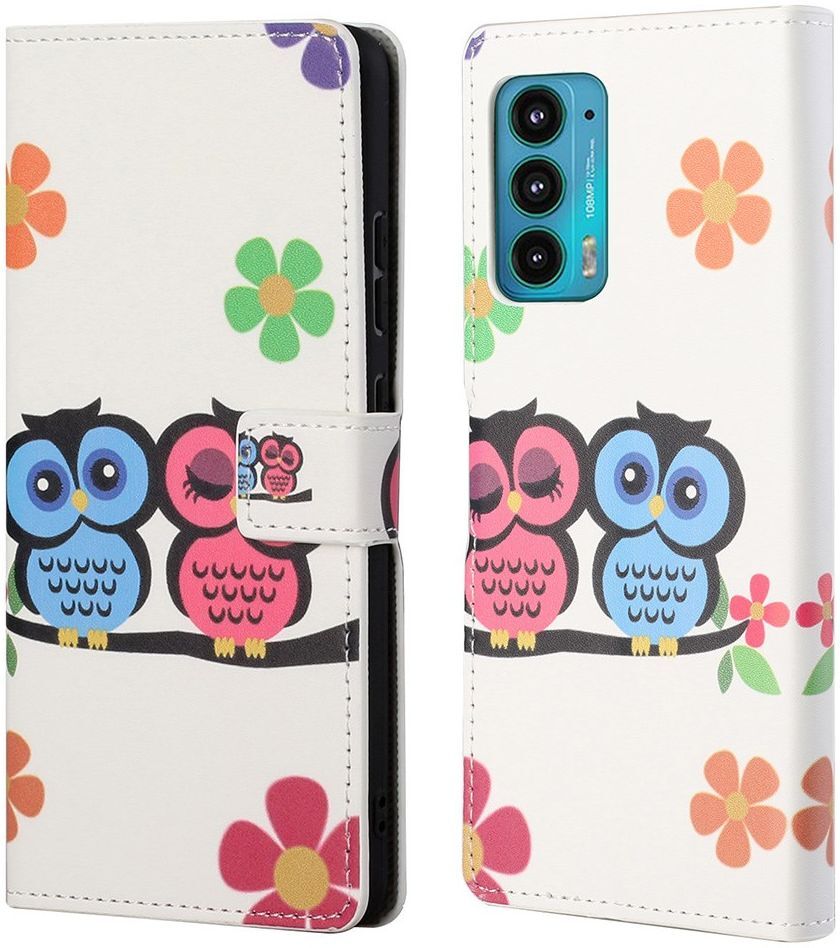 Motorola Edge 20 Hoesje Portemonnee Book Case met Print Uil afbeelding 3