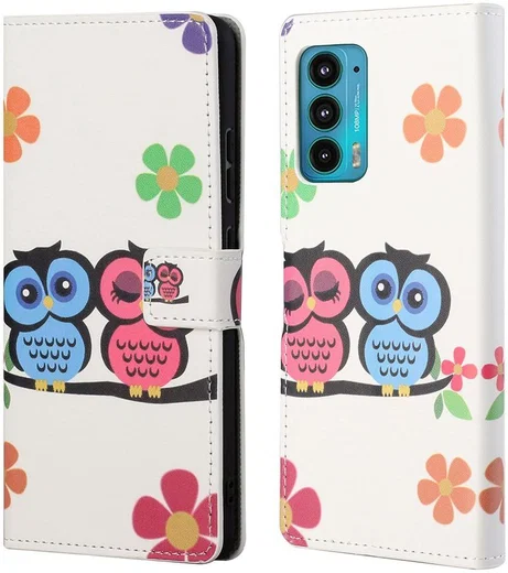 Motorola Edge 20 Hoesje Portemonnee Book Case met Print Uil afbeelding 3