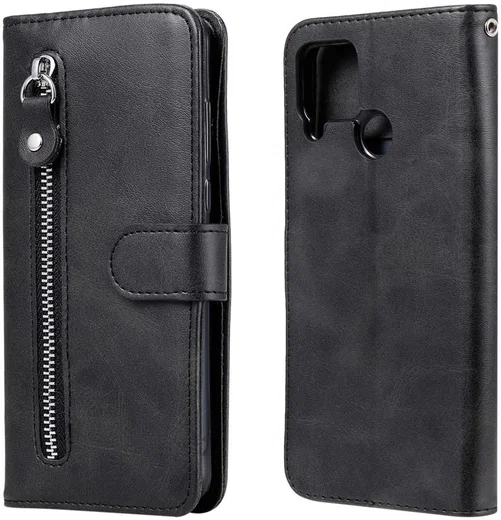 Realme 7i Hoesje Portemonnee Book Case met Zipper Zwart afbeelding 9