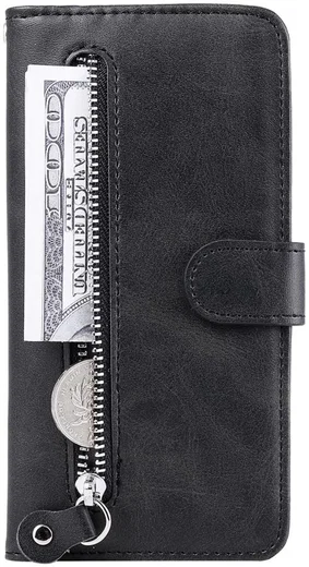 Realme 7i Hoesje Portemonnee Book Case met Zipper Zwart afbeelding 1