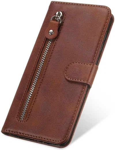Realme 7i Hoesje Portemonnee Book Case met Zipper Bruin afbeelding 13