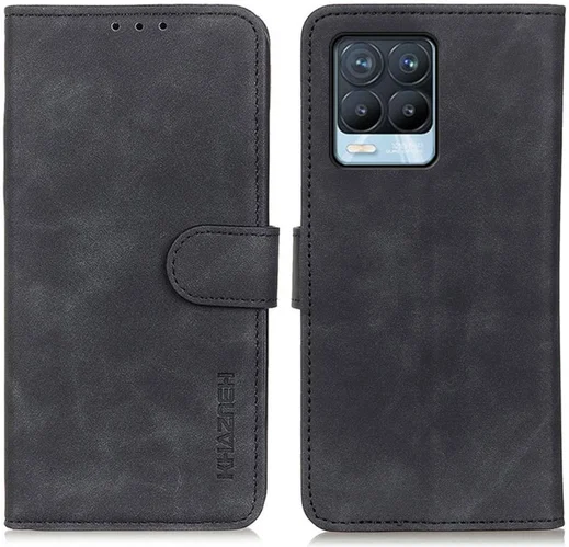 KHAZNEH Realme 8 4G Hoesje Retro Wallet Book Case Zwart afbeelding 4