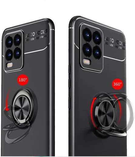 Realme 8 4G Hoesje met Magnetische Ring Kickstand Zwart afbeelding 3