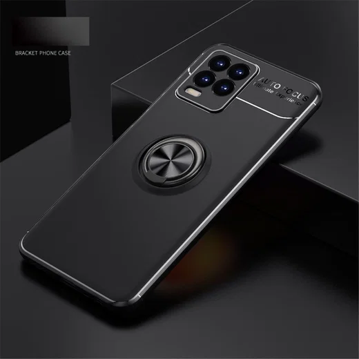 Realme 8 4G Hoesje met Magnetische Ring Kickstand Zwart afbeelding 7