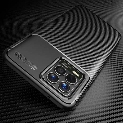 Realme 8 4G Hoesje Siliconen Carbon TPU Back Cover Zwart afbeelding 8