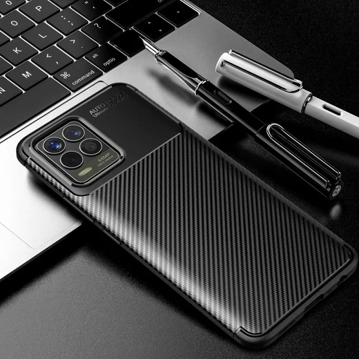 Realme 8 4G Hoesje Siliconen Carbon TPU Back Cover Zwart afbeelding 12