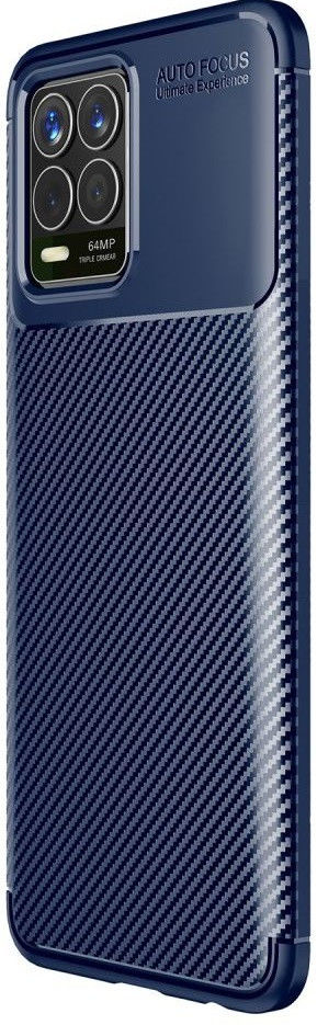Realme 8 4G Hoesje Siliconen Carbon TPU Back Cover Blauw afbeelding 1