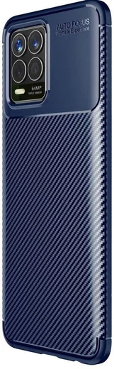 Realme 8 4G Hoesje Siliconen Carbon TPU Back Cover Blauw afbeelding 1