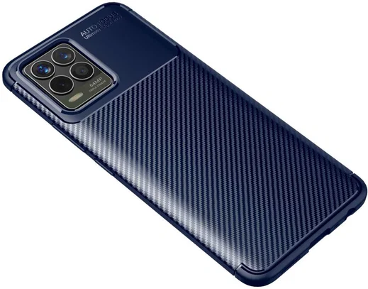 Realme 8 4G Hoesje Siliconen Carbon TPU Back Cover Blauw afbeelding 4