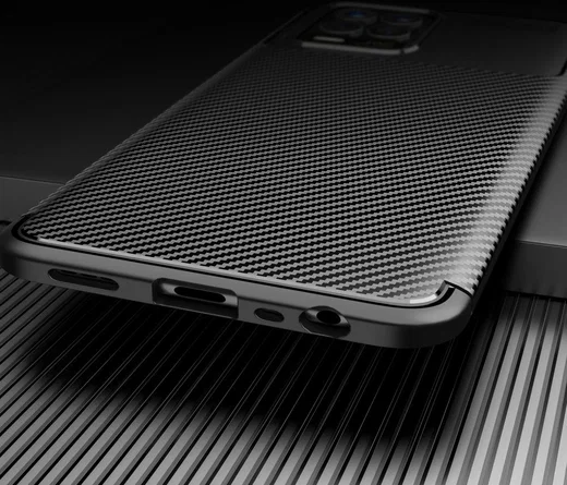 Realme 8 4G Hoesje Siliconen Carbon TPU Back Cover Blauw afbeelding 9