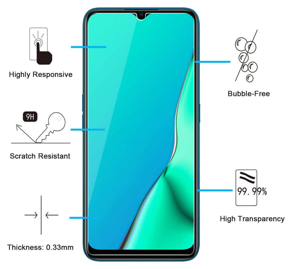 Oppo A94 Screen Protector Ultra Clear Display Folie afbeelding 2