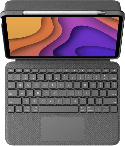 Logitech Folio Touch Apple iPad Air (2020) Hoes met Toetsenbord Grijs afbeelding 2