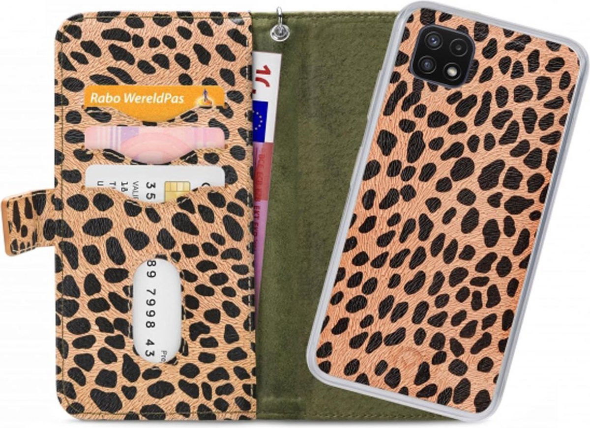 Mobilize Wallet Zipper Samsung Galaxy A22 5G Hoesje Olive Leopard afbeelding 1